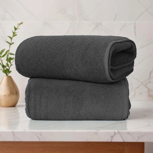 100% Egyptian Cotton 550 GSM | 2 Piece | Super Jumbo Bath Sheet Set, 100x225 cm - WESTLANE LINENS