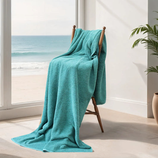 100% Egyptian Cotton 550 GSM | 2 Piece | Super Jumbo Bath Sheet Set, 100x225 cm