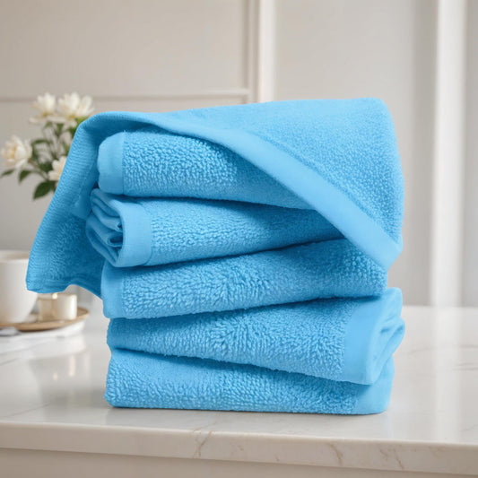 100% Premium Egyptian Cotton Face Towels set (Solid), 30x30cm WESTLANE LINENS - Aqua / 12
