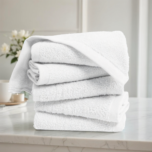 100% Premium Egyptian Cotton Face Towels set (Solid), 30x30cm WESTLANE LINENS - White / 12
