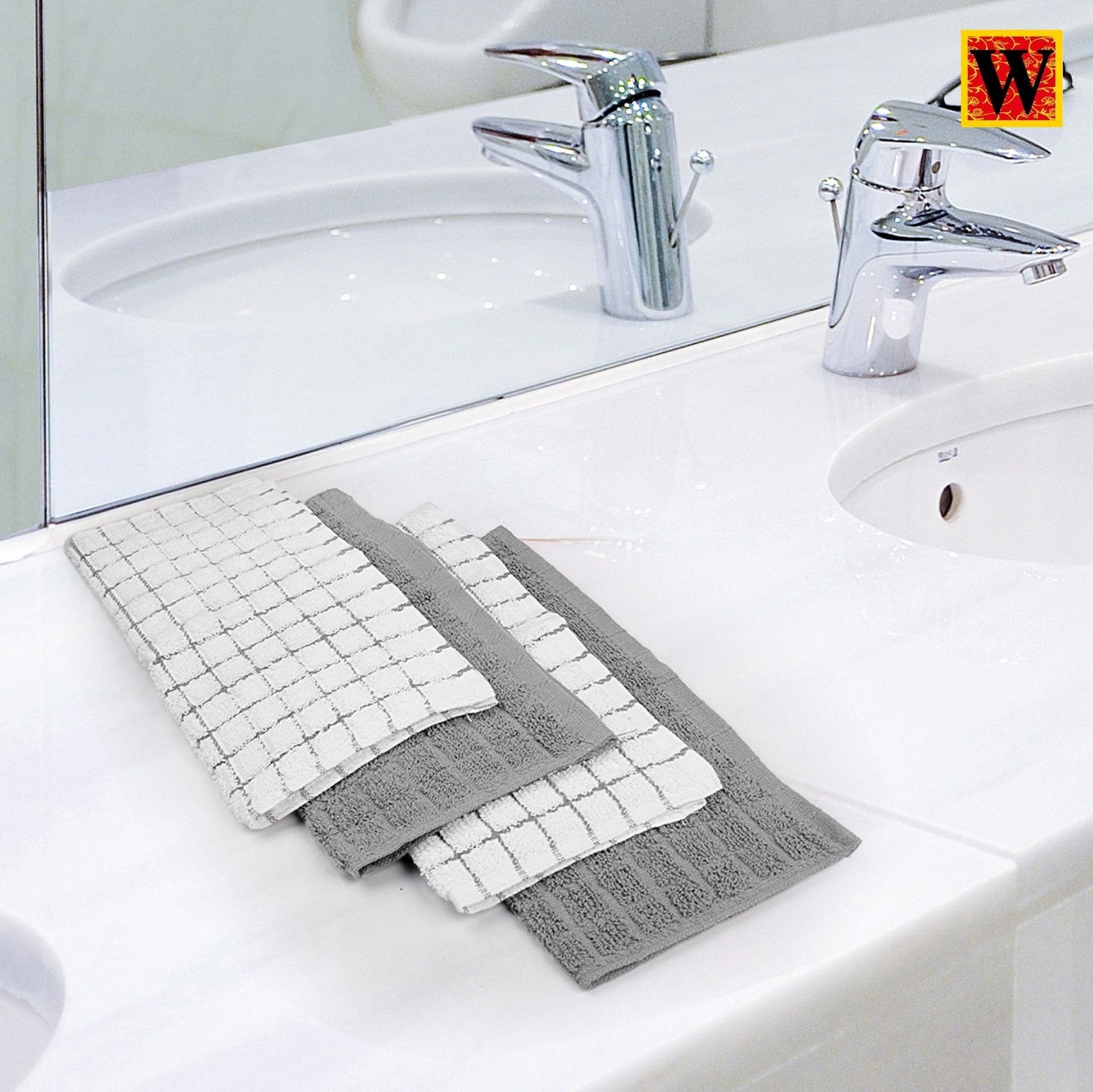 100% Premium Cotton 8 pc Face Towel Set, 30x30 cm - WESTLANE LINENS