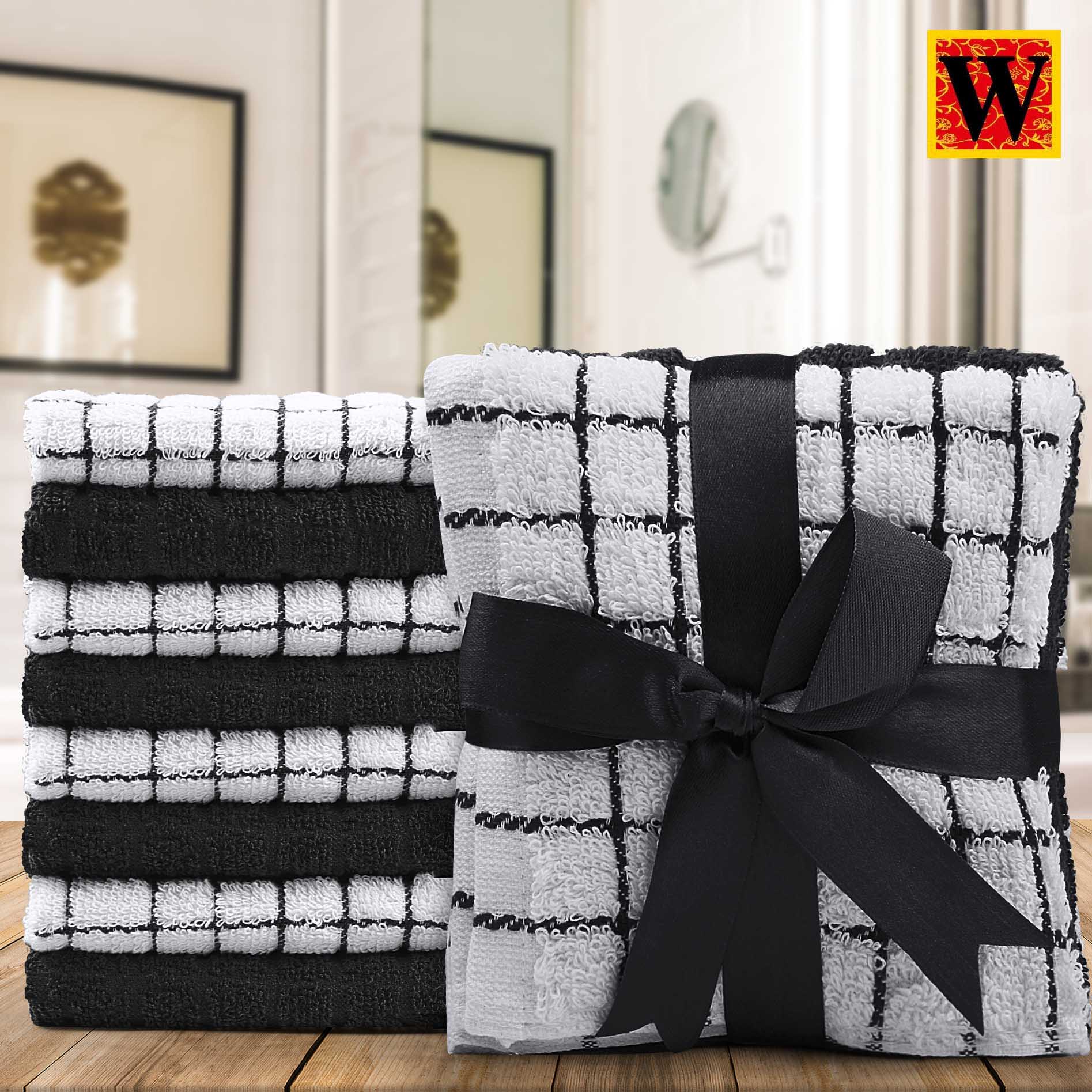 100% Premium Cotton 8 pc Face Towel Set, 30x30 cm - WESTLANE LINENS