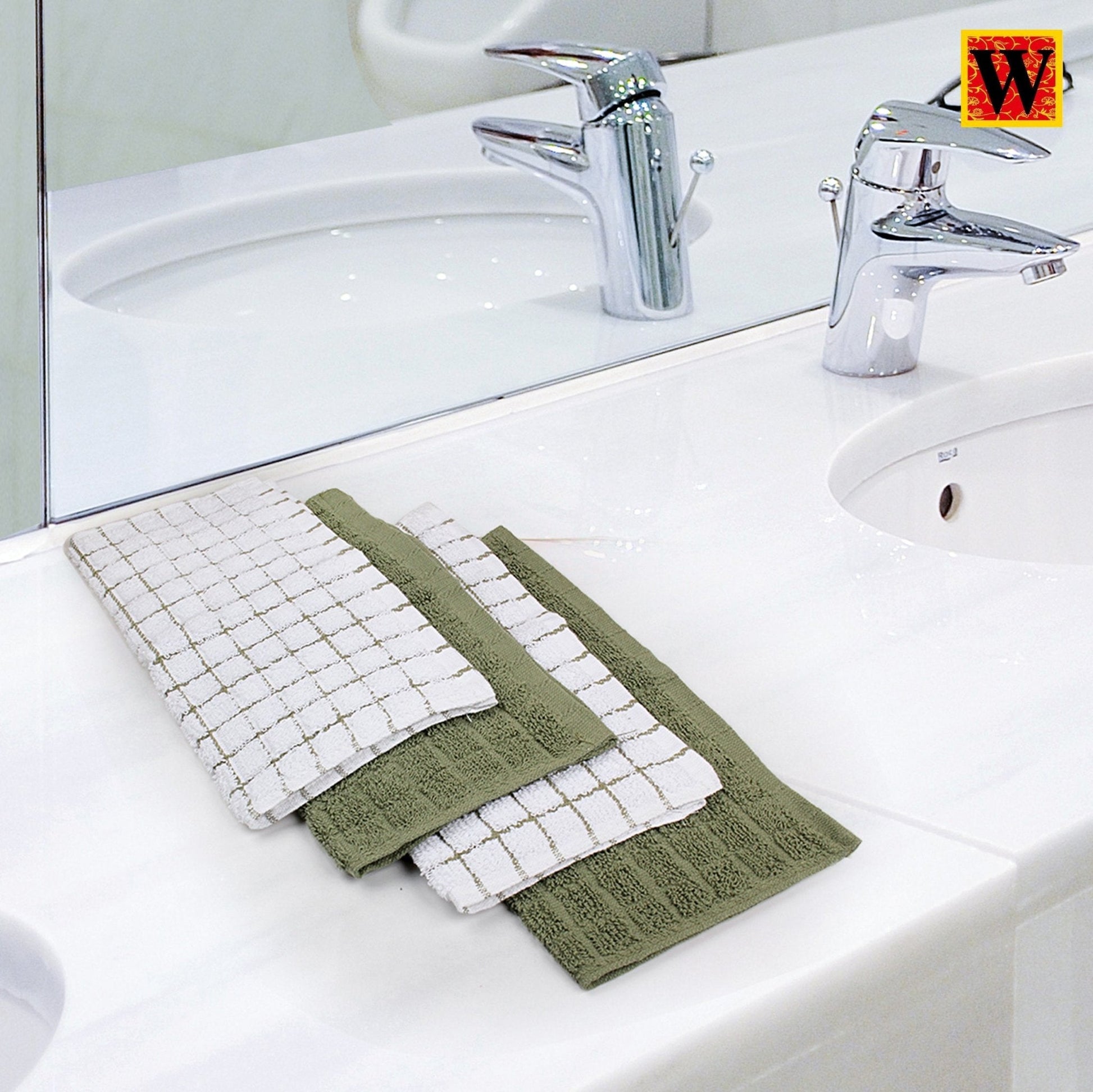 100% Premium Cotton 8 pc Face Towel Set, 30x30 cm - WESTLANE LINENS