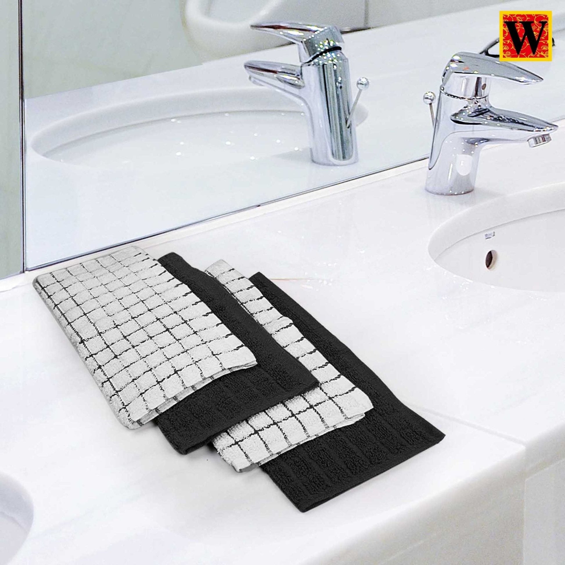 100% Premium Cotton 8 pc Face Towel Set, 30x30 cm - WESTLANE LINENS