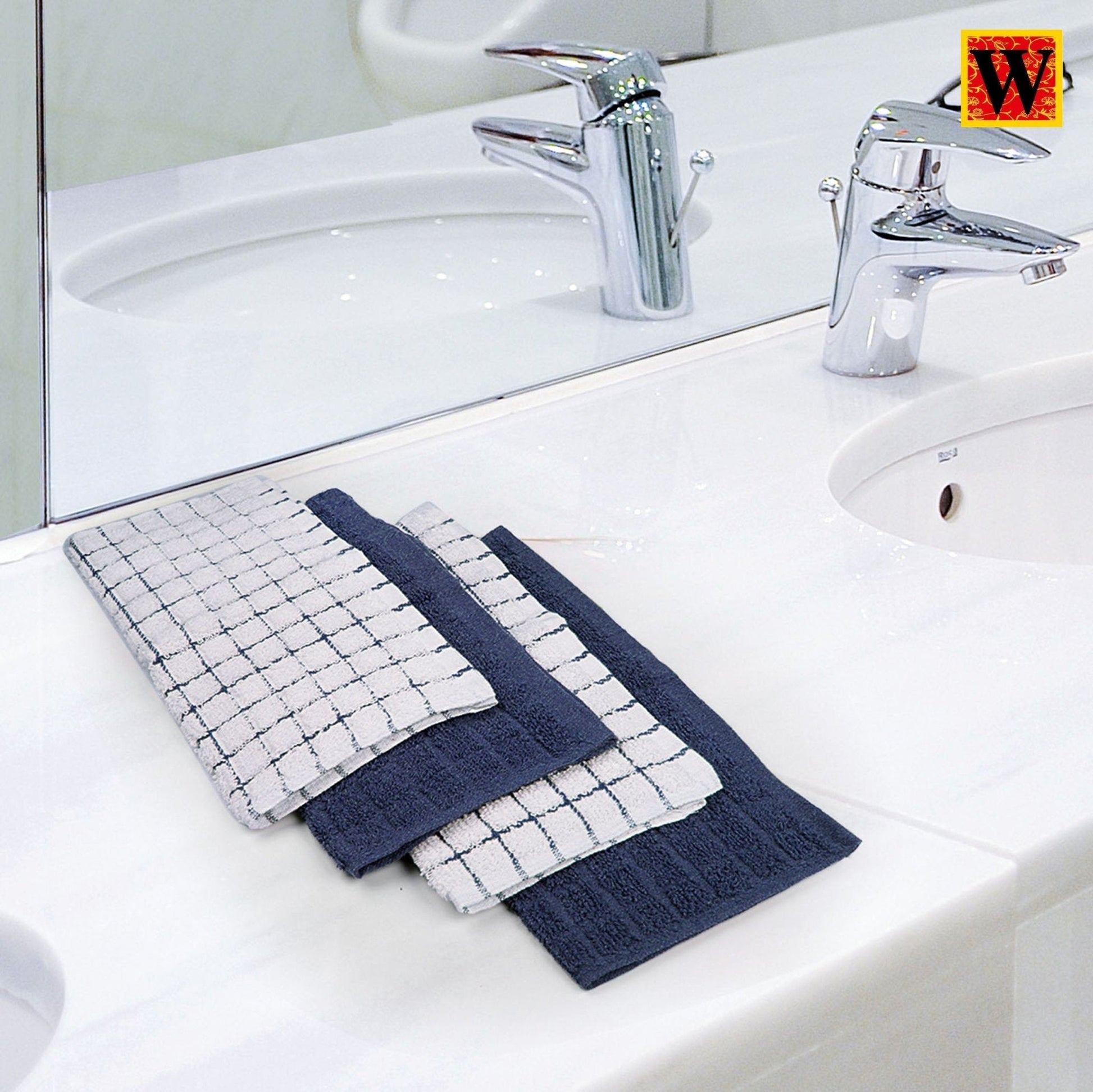 100% Premium Cotton 8 pc Face Towel Set, 30x30 cm - WESTLANE LINENS