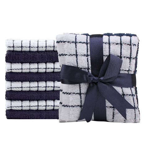Premium Flannel Essentials 8 Pack by Westlane Linen Category: Face Towels -  Navy Blue & White / 8 PCS