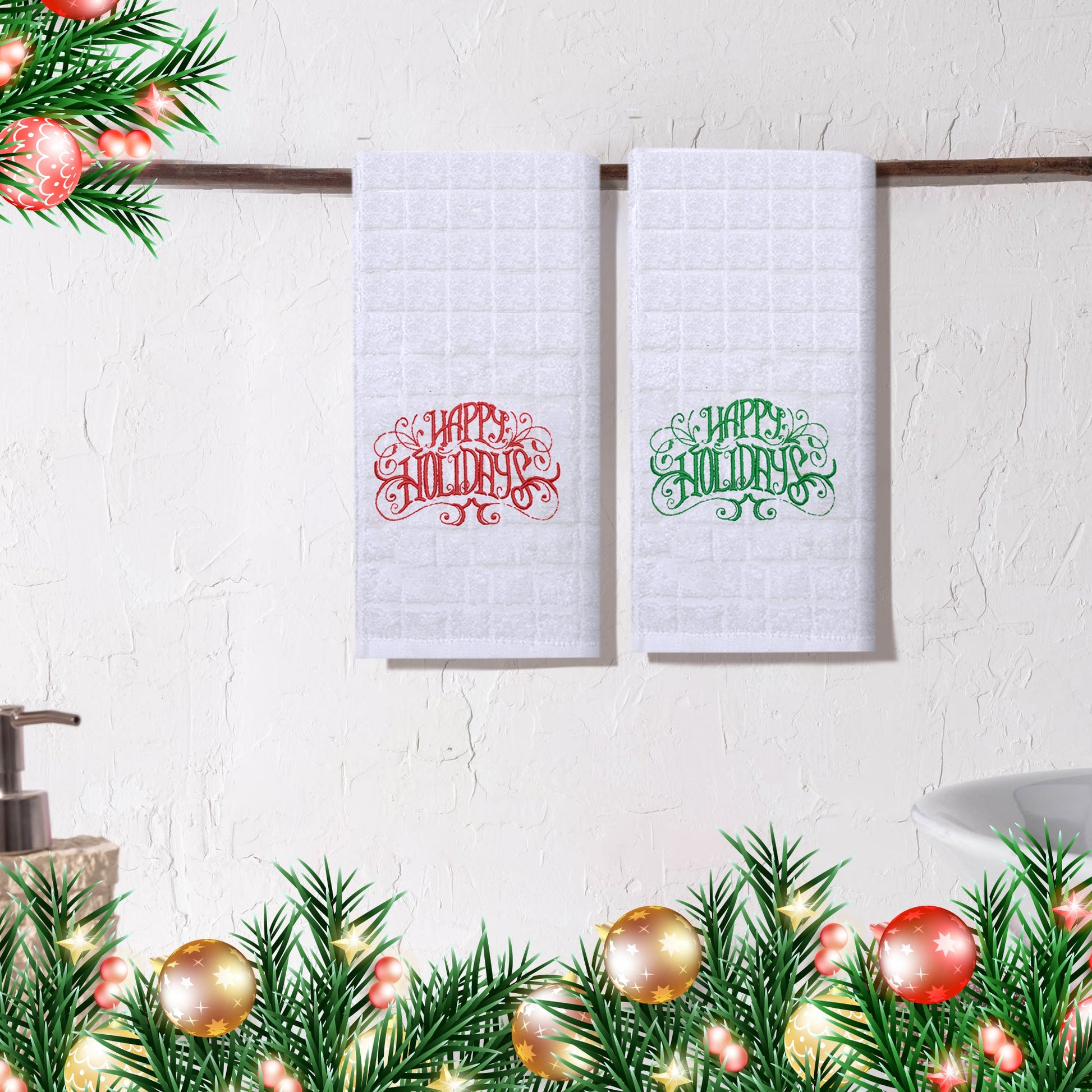 100% Cotton Christmas Hand Towels, 40 x 64 cm - WESTLANE LINENS