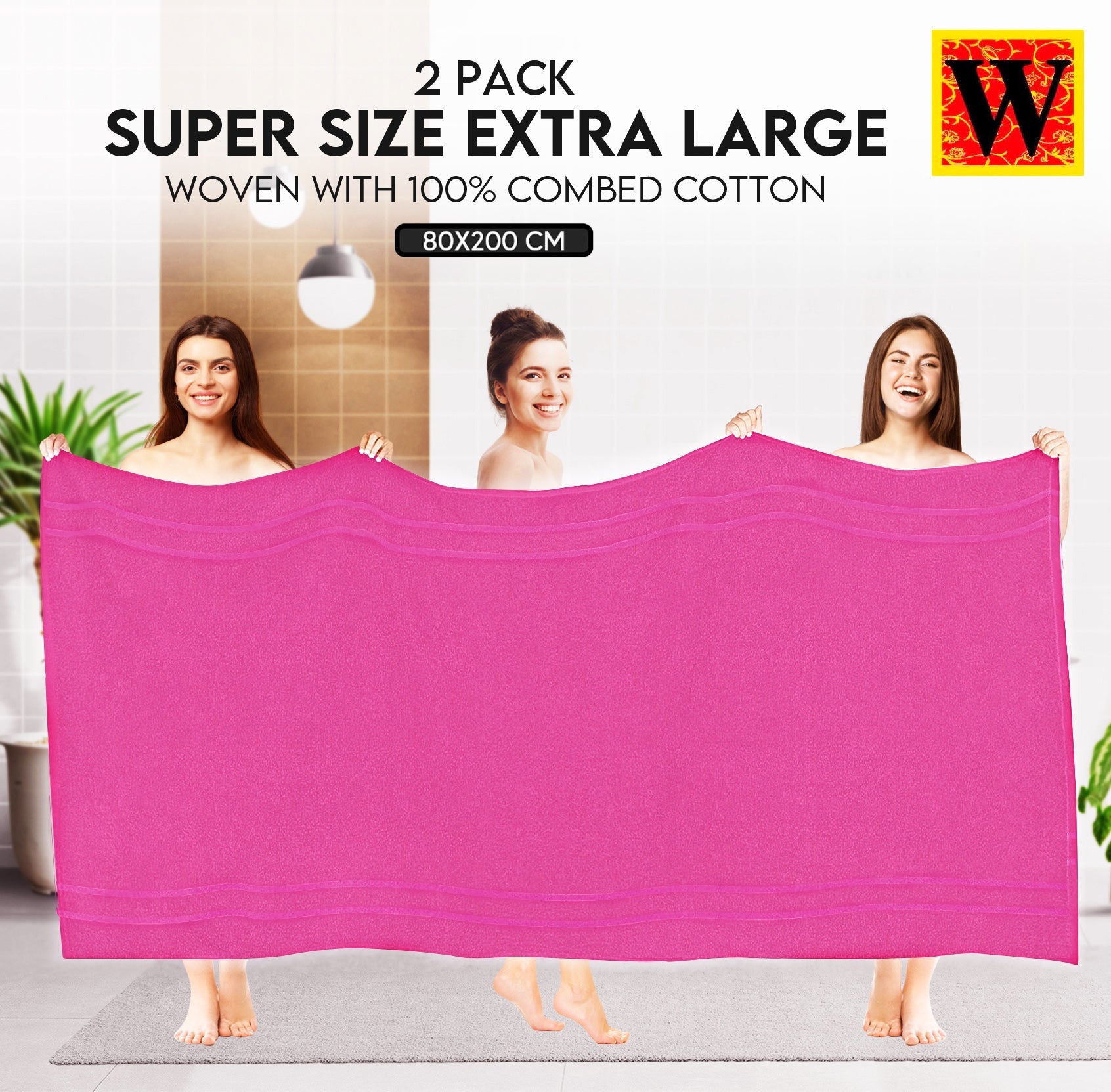 2 X Large Jumbo Bath Sheets 100% Egyptian Combed Cotton Big Towels