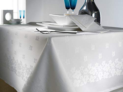 Westlane Linens white Cotton Ivy Leaf allover Border White, Hotel Table Cloth , (54x70) Inch WESTLANE LINENS - 