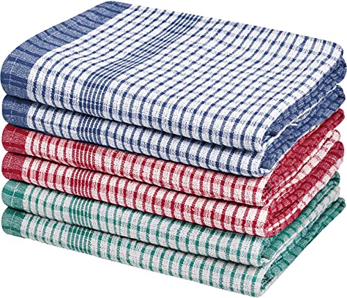 Westlane Linens Pack of 6-25 Pcs Wonderdry Mono Checked Kitchen Tea Towels Absorbent Cotton Rich Catering Cloths